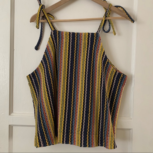 Madewell Texture and Thread Rainbow Stripe Tie Straps Size XL Festival Crochet - Picture 5 of 9